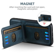 For iPhone 16 Pro Suteni H02 Leather Wallet Stand Back Phone Case(Blue)