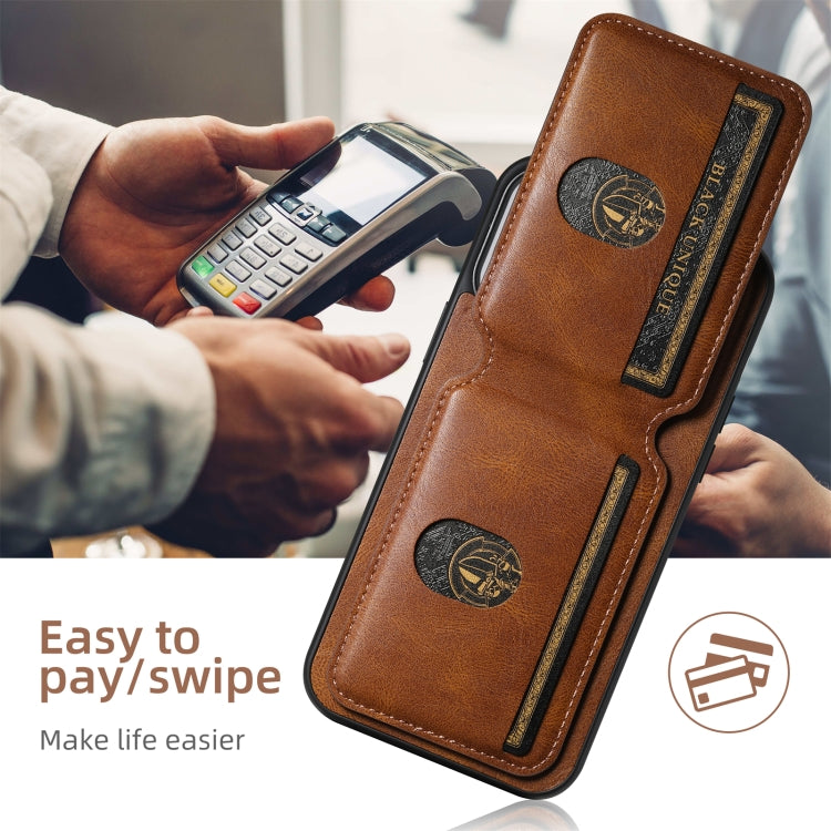 For iPhone 16 Plus Suteni H02 Leather Wallet Stand Back Phone Case(Brown)