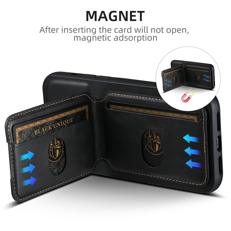 For iPhone 16 Pro Max Suteni H02 Leather Wallet Stand Back Phone Case(Black)
