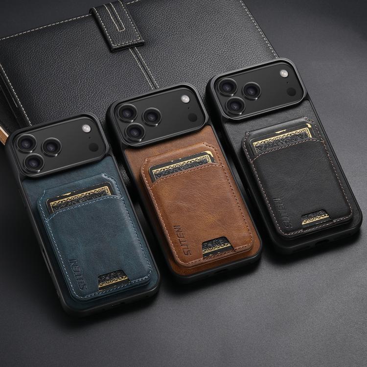 For iPhone 16 Plus Suteni H02 Leather Wallet Stand Back Phone Case(Brown)