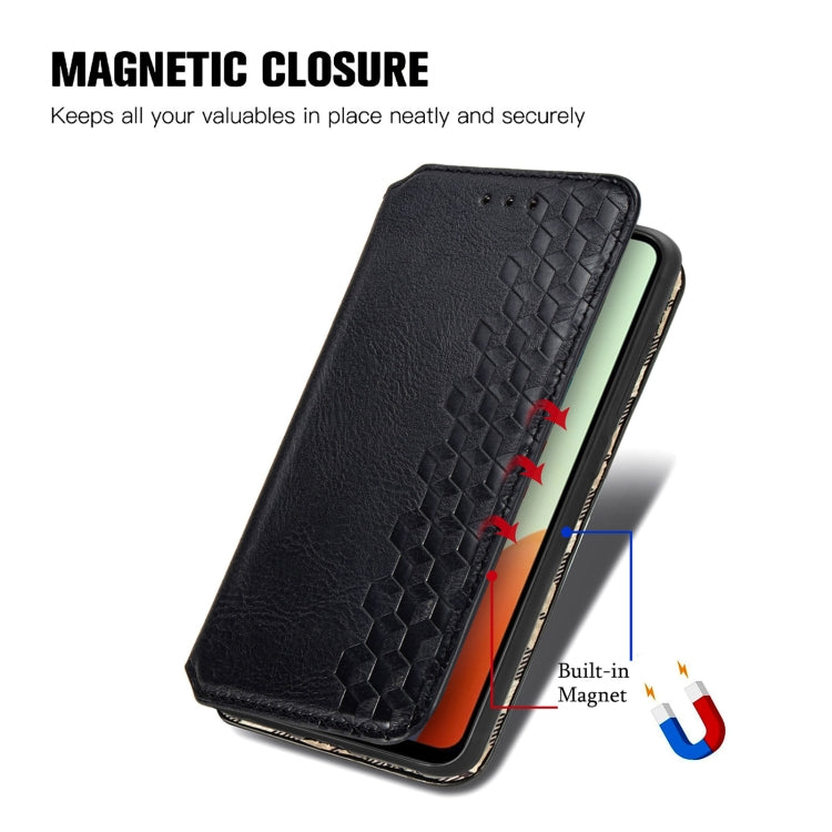For Tecno Spark Go 2024 Cubic Grid Pressed Magnetic Leather Phone Case(Black)