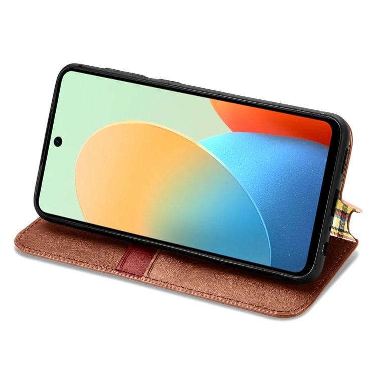 For Tecno Spark Go 2024 Cubic Grid Pressed Magnetic Leather Phone Case(Brown)