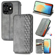 For Tecno Spark Go 2024 Cubic Grid Pressed Magnetic Leather Phone Case(Grey) - Tecno Cases by PMC Jewellery | Online Shopping South Africa | PMC Jewellery | Buy Now Pay Later Mobicred
