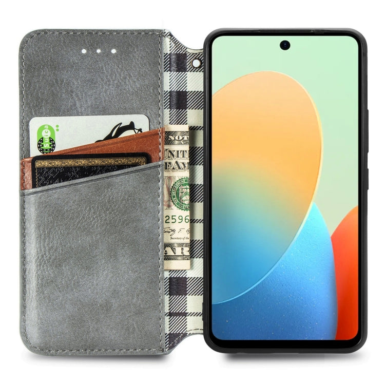For Tecno Spark Go 2024 Cubic Grid Pressed Magnetic Leather Phone Case(Grey)