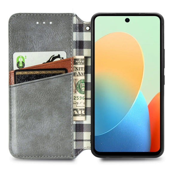 For Tecno Spark Go 2024 Cubic Grid Pressed Magnetic Leather Phone Case(Grey)