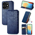 For Tecno Spark Go 2024 Cubic Grid Pressed Magnetic Leather Phone Case(Blue) - Tecno Cases by PMC Jewellery | Online Shopping South Africa | PMC Jewellery | Buy Now Pay Later Mobicred