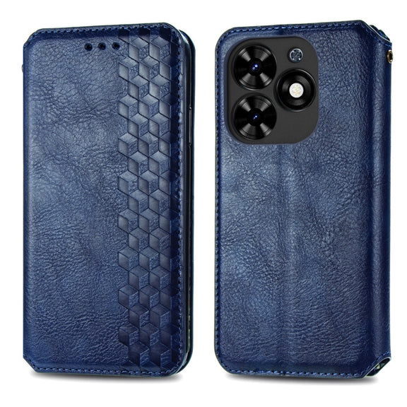 For Tecno Spark Go 2024 Cubic Grid Pressed Magnetic Leather Phone Case(Blue)