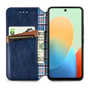 For Tecno Spark Go 2024 Cubic Grid Pressed Magnetic Leather Phone Case(Blue)