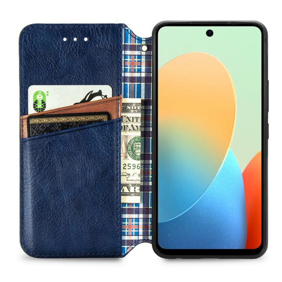 For Tecno Spark Go 2024 Cubic Grid Pressed Magnetic Leather Phone Case(Blue)