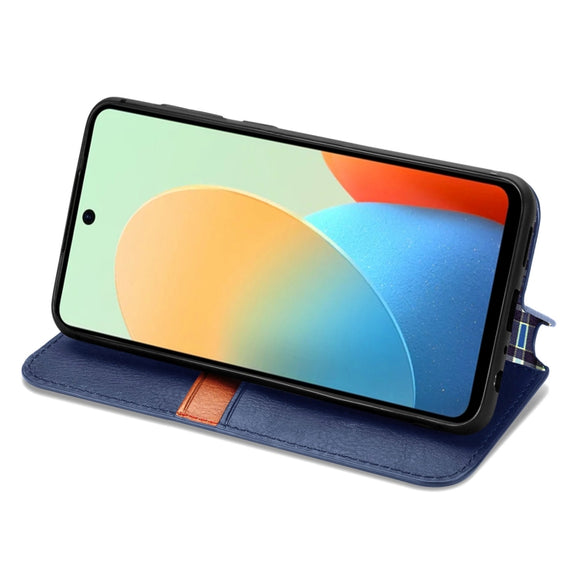 For Tecno Spark Go 2024 Cubic Grid Pressed Magnetic Leather Phone Case(Blue)
