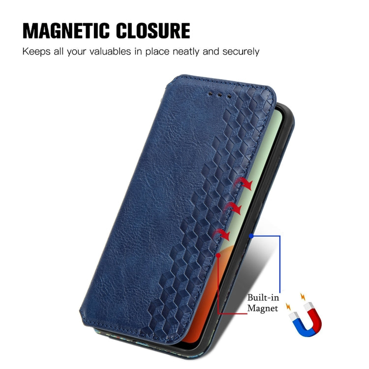 For Tecno Spark Go 2024 Cubic Grid Pressed Magnetic Leather Phone Case(Blue)