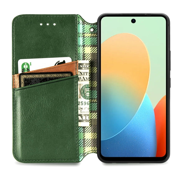 For Tecno Spark Go 2024 Cubic Grid Pressed Magnetic Leather Phone Case(Green)