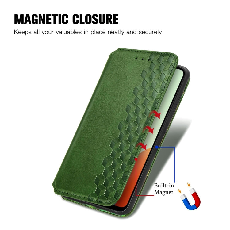 For Tecno Spark Go 2024 Cubic Grid Pressed Magnetic Leather Phone Case(Green)