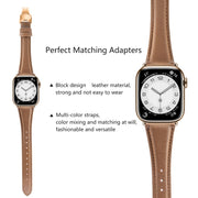 For Apple Watch Series 9 45mm Plain Leather Butterfly Buckle Watch Band(Dark Brown+Rose Gold)