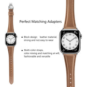 For Apple Watch Series 9 41mm Plain Leather Butterfly Buckle Watch Band(Dark Brown+Silver)