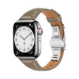 For Apple Watch Series 9 41mm Plain Leather Butterfly Buckle Watch Band(Gray+Silver) - free shipping - PMC TechLife - Order now!