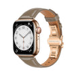 For Apple Watch Series 9 41mm Plain Leather Butterfly Buckle Watch Band(Gray+Rose Gold) - free shipping - PMC TechLife - Order now!