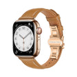 For Apple Watch Series 9 41mm Plain Leather Butterfly Buckle Watch Band(Brown+Rose Gold) - free shipping - PMC TechLife - Order now!