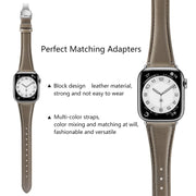 For Apple Watch Series 7 41mm Plain Leather Butterfly Buckle Watch Band(Gray+Silver)