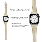 For Apple Watch Series 7 41mm Plain Leather Butterfly Buckle Watch Band(Beige+Silver)