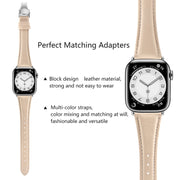 For Apple Watch Series 7 41mm Plain Leather Butterfly Buckle Watch Band(Apricot+Silver)