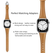 For Apple Watch Series 7 41mm Plain Leather Butterfly Buckle Watch Band(Brown+Silver)