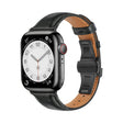 For Apple Watch Series 7 41mm Plain Leather Butterfly Buckle Watch Band(Black+Black) - Watch Bands by PMC TechLife | Online Shopping South Africa | PMC TechLife | Buy Now Pay Later Mobicred