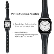 For Apple Watch Series 7 41mm Plain Leather Butterfly Buckle Watch Band(Black+Black)
