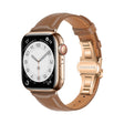 For Apple Watch Series 4 44mm Plain Leather Butterfly Buckle Watch Band(Dark Brown+Rose Gold) - free shipping - PMC TechLife - Order now!