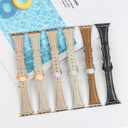 For Apple Watch Ultra 2 49mm Plain Leather Butterfly Buckle Watch Band(Gray+Silver)