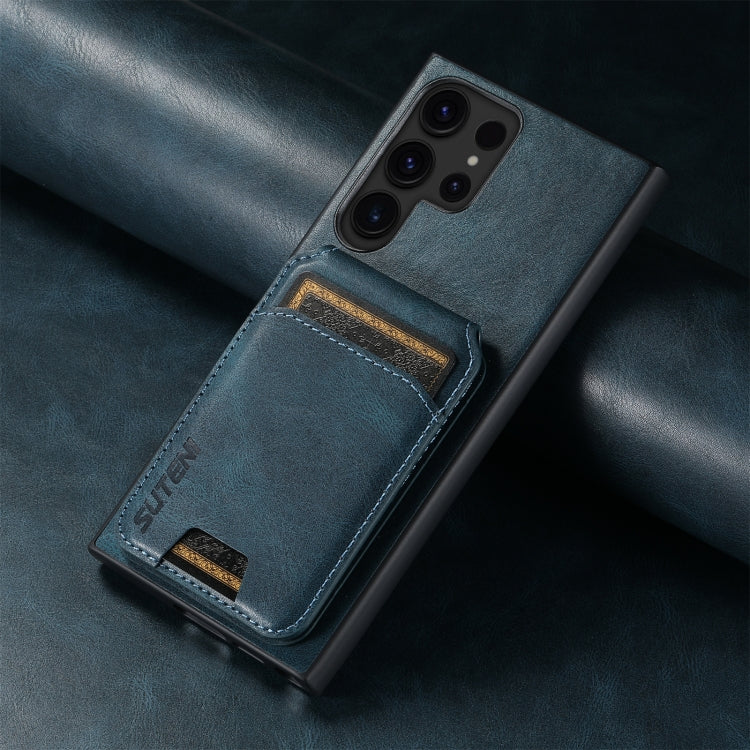 For Samsung Galaxy S24 Ultra Suteni H02 Leather Wallet Stand Back Phone Case(Blue)