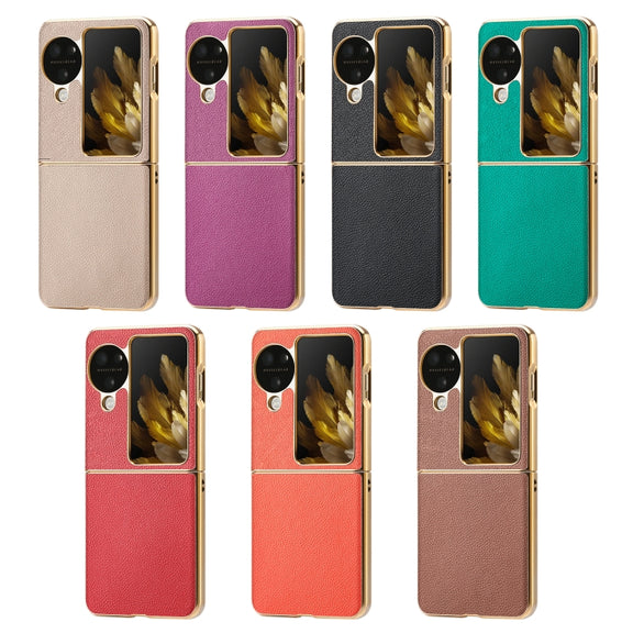 For OPPO Find N3 Flip Litchi Leather Electroplating Shockproof Phone Case(Green)