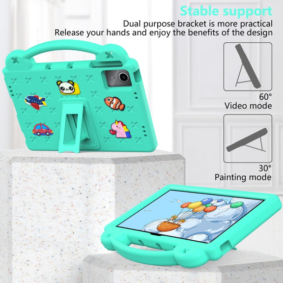 For Lenovo Tab P11 / J606F Handle Kickstand Children EVA Shockproof Tablet Case(Mint Green)