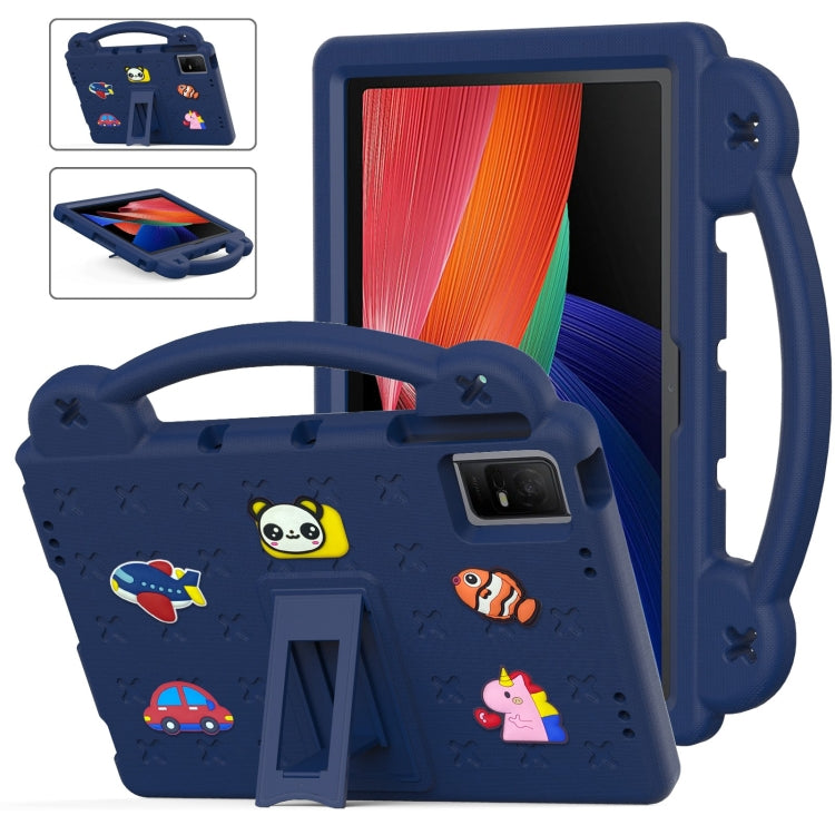 For TCL Tab 11 9466x3 Handle Kickstand Children EVA Shockproof Tablet Case(Navy Blue)
