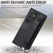 For Samsung Galaxy S24 Ultra 5G Retro Wristband Holder Leather Back Phone Case(Black)