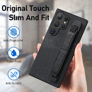For Samsung Galaxy S24 Ultra 5G Retro Wristband Holder Leather Back Phone Case(Black)