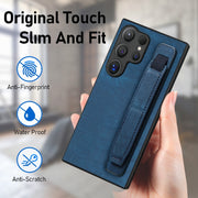For Samsung Galaxy S24 Ultra 5G Retro Wristband Holder Leather Back Phone Case(Blue)