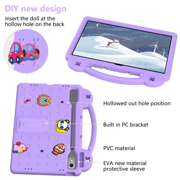 For  Lenovo Tab  P12 / Xiaoxin Pad Pro 12.7 Handle Kickstand Children EVA Shockproof Tablet Case(Light Purple)