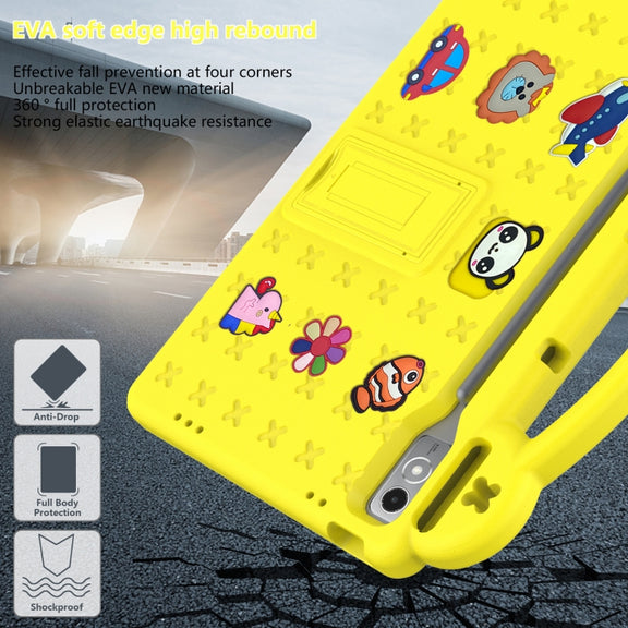 For  Lenovo Tab  P12 / Xiaoxin Pad Pro 12.7 Handle Kickstand Children EVA Shockproof Tablet Case(Yellow)