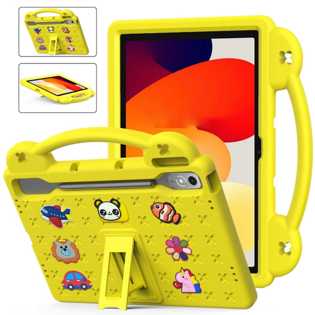 For  Lenovo Tab  P12 / Xiaoxin Pad Pro 12.7 Handle Kickstand Children EVA Shockproof Tablet Case(Yellow)