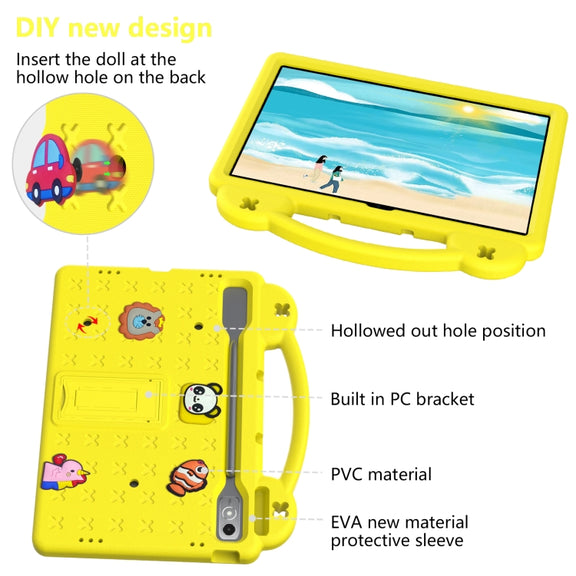 For  Lenovo Tab  P12 / Xiaoxin Pad Pro 12.7 Handle Kickstand Children EVA Shockproof Tablet Case(Yellow)