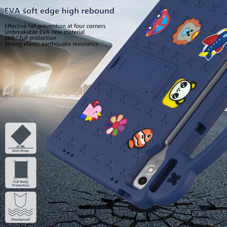 For  Lenovo Tab  P12 / Xiaoxin Pad Pro 12.7 Handle Kickstand Children EVA Shockproof Tablet Case(Navy Blue)