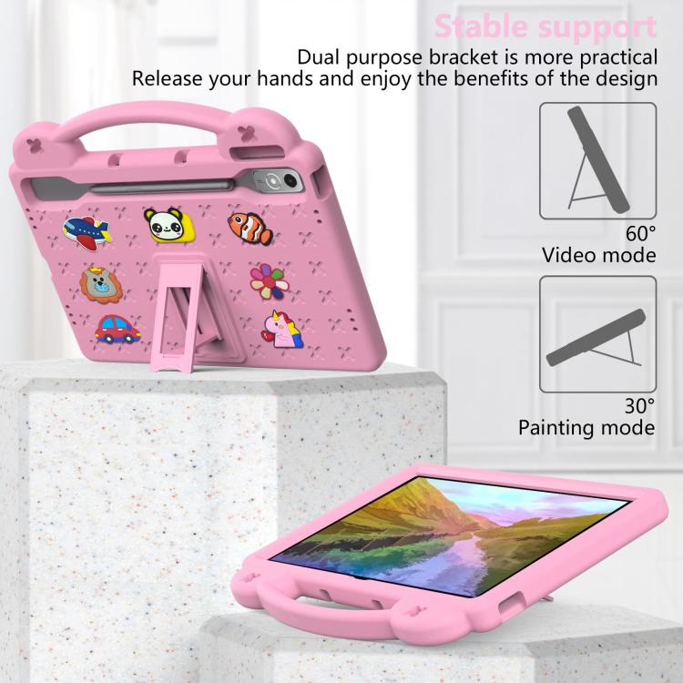 For  Lenovo Xiaoxin Pad Pro 12.7 2025 Handle Kickstand Children EVA Shockproof Tablet Case(Pink)