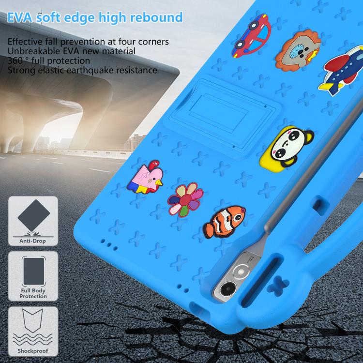 For  Lenovo Xiaoxin Pad Pro 12.7 2025 Handle Kickstand Children EVA Shockproof Tablet Case(Sky Blue)