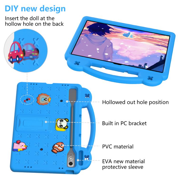 For  Lenovo Xiaoxin Pad Pro 12.7 2025 Handle Kickstand Children EVA Shockproof Tablet Case(Sky Blue)