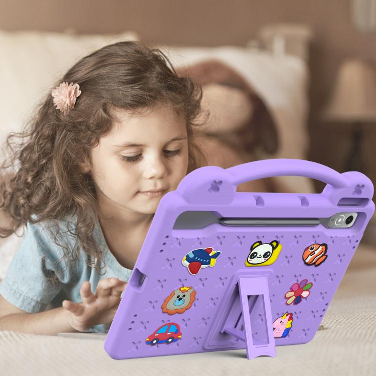 For  Lenovo Xiaoxin Pad Pro 12.7 2025 Handle Kickstand Children EVA Shockproof Tablet Case(Light Purple)