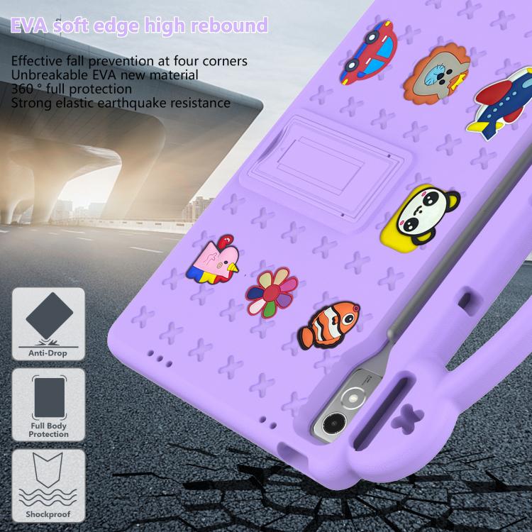 For  Lenovo Xiaoxin Pad Pro 12.7 2025 Handle Kickstand Children EVA Shockproof Tablet Case(Light Purple)