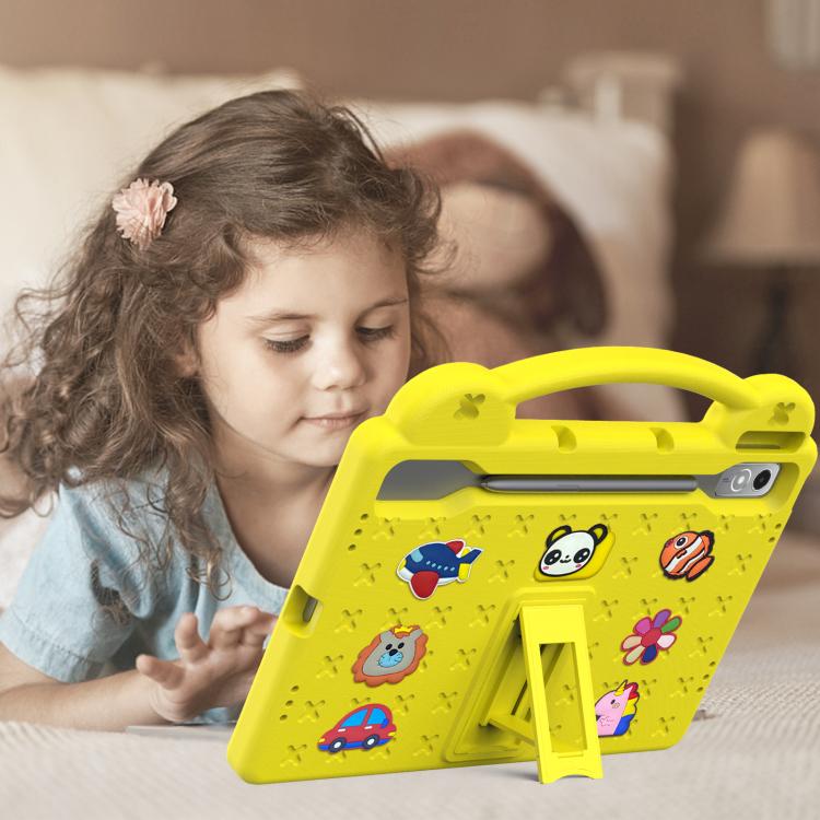 For  Lenovo Xiaoxin Pad Pro 12.7 2025 Handle Kickstand Children EVA Shockproof Tablet Case(Yellow)