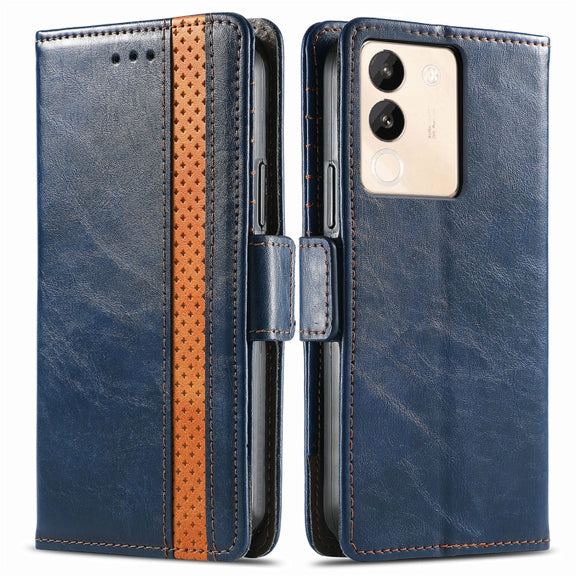 For vivo X100 CaseNeo Splicing Dual Magnetic Buckle Leather Phone Case(Blue)