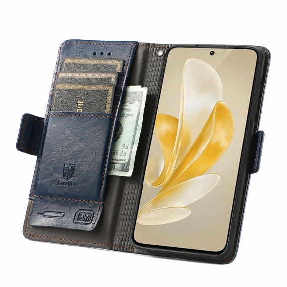 For vivo X100 CaseNeo Splicing Dual Magnetic Buckle Leather Phone Case(Blue)